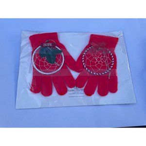 Holiday Dream Catcher and pair of red kids gloves, Indigenous, Sioux, Lakota fro